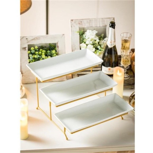 Large Tiered Serving Stand with Platters 3 Tier Serving Stand Serving Tray - Picture 4 of 8